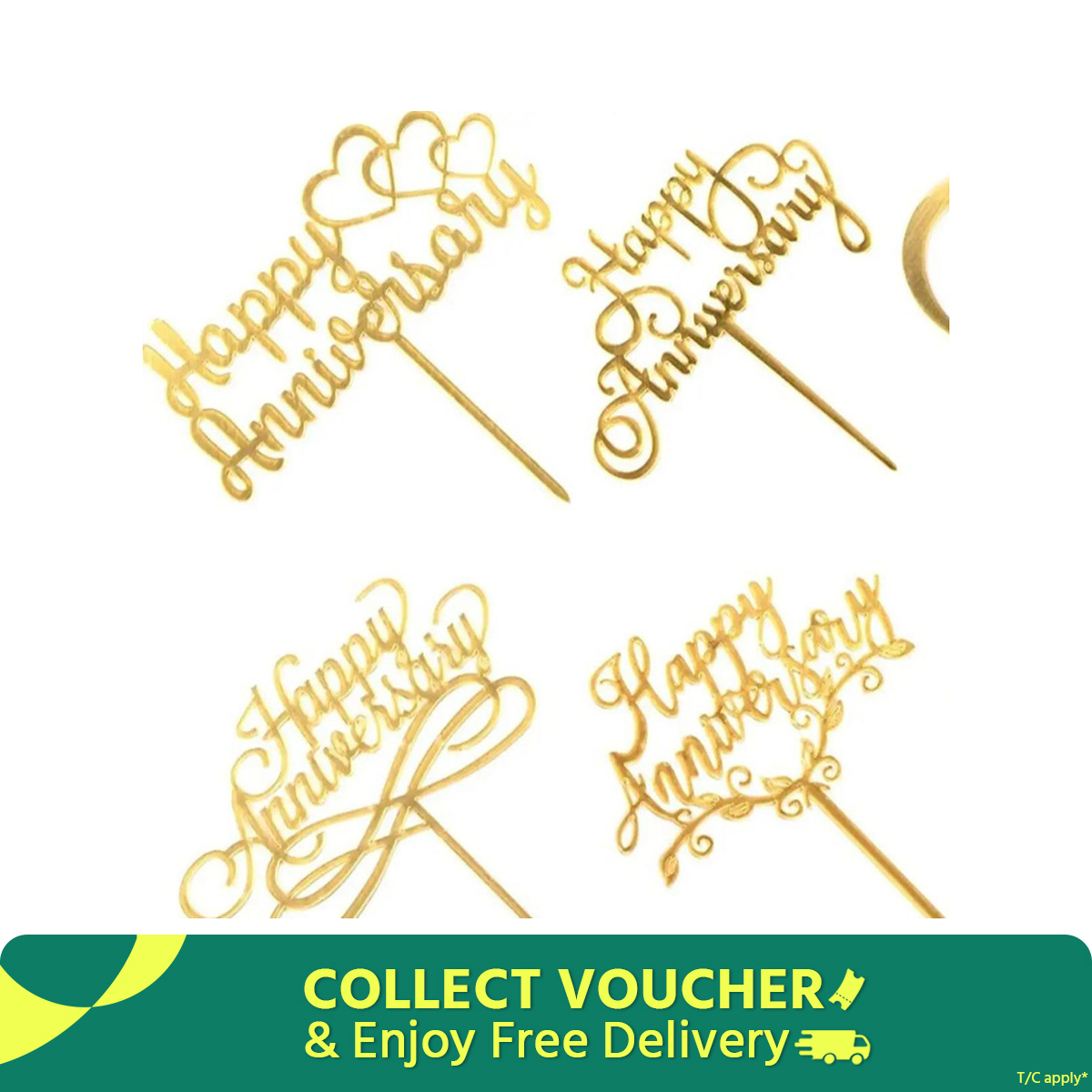 Picture of Happy anniversary cake topper- 1 pc