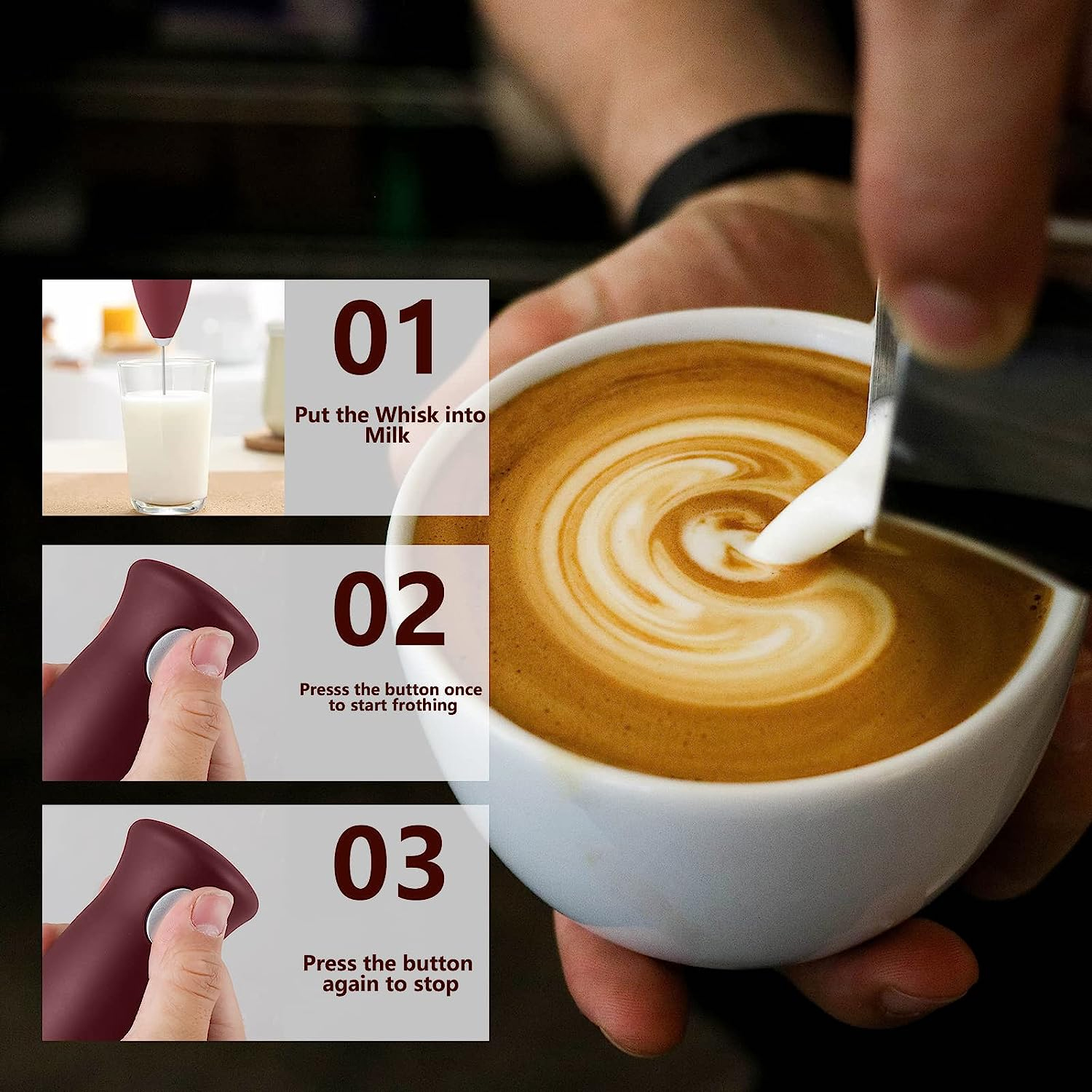 Picture of Electric Hand Mixer Espresso Cappuccino Coffee Maker - Multi-color