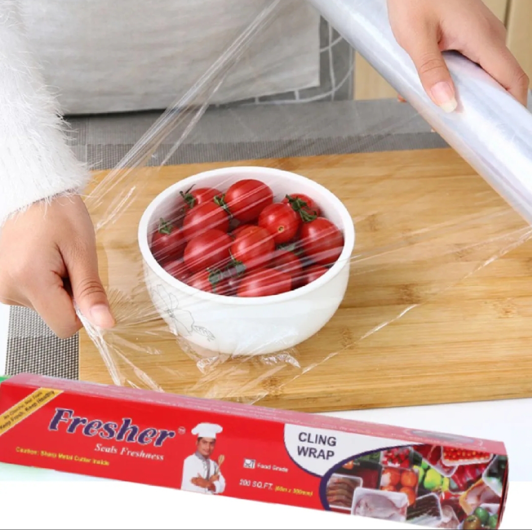 Picture of Fresher Plastic Stretch Wrapping paper (200 SQ.FT) for keeping Food fresh Food grade-1 Roll