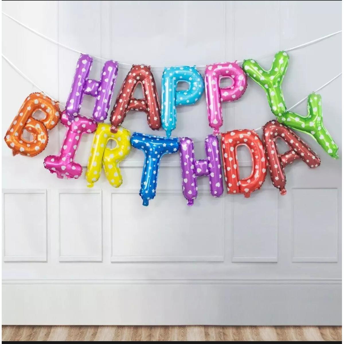 Picture of Happy Birthday Balloon Banner/Aluminum Foil Letters Banner Balloons/Happy birthday Foil banner
