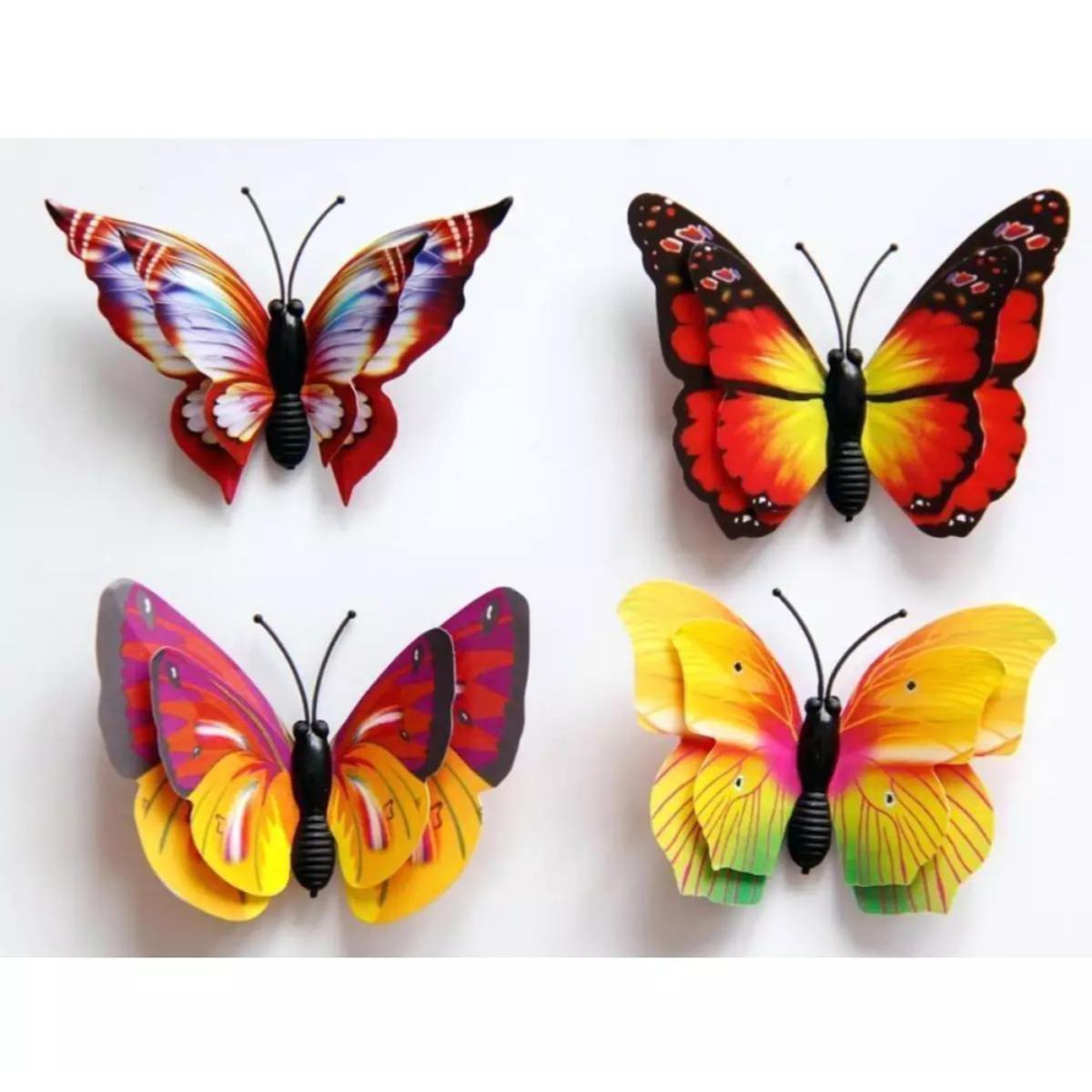 Picture of Butterfly Wall Stickers-4pcs/3D Double Wings Butterfly Wall Stickers/DIY Art Home Decor Wall Decals Fridge Stickers Wedding Decor