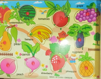 Picture of Fruit Wooden Puzzle Educational Board Games Board Game Baby Learning Preschool Early Educational Development Colorful