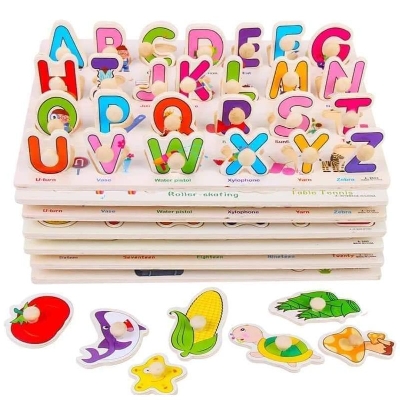 Picture of Kids Early Educational Toys/Baby Wooden Puzzle Toy/Alphabet And Digit Number letter Learning/Education Child Wood Jigsaw Toy(One pcs) - Baby Toys