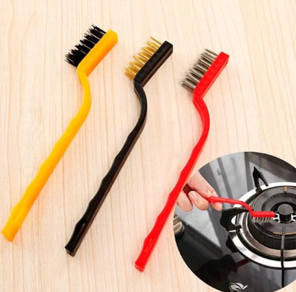 Picture of 3Pcs/Set 7 inches Stainless Steel Brush Brass Cleaning Brush Polishing Rust Remover Metal Wire Brush Cleaning Tool Family