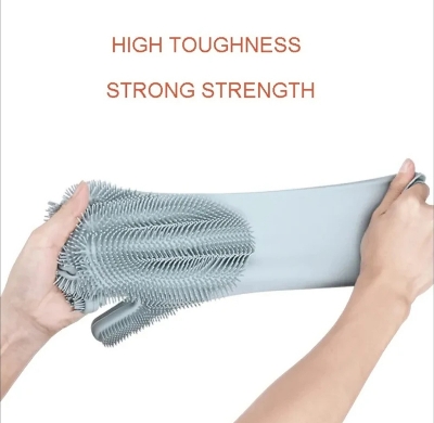 Picture of Silicone Dish Washing Kitchen Hand Gloves- Multicolor - Hand Gloves - Hand Gloves - Hand Gloves