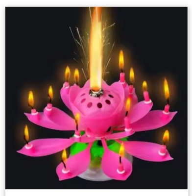 Picture of Romantic Happy Birthday Music Play Lotus Candle, Magic Musical Candle Flower Special For Birthday-Multicolor