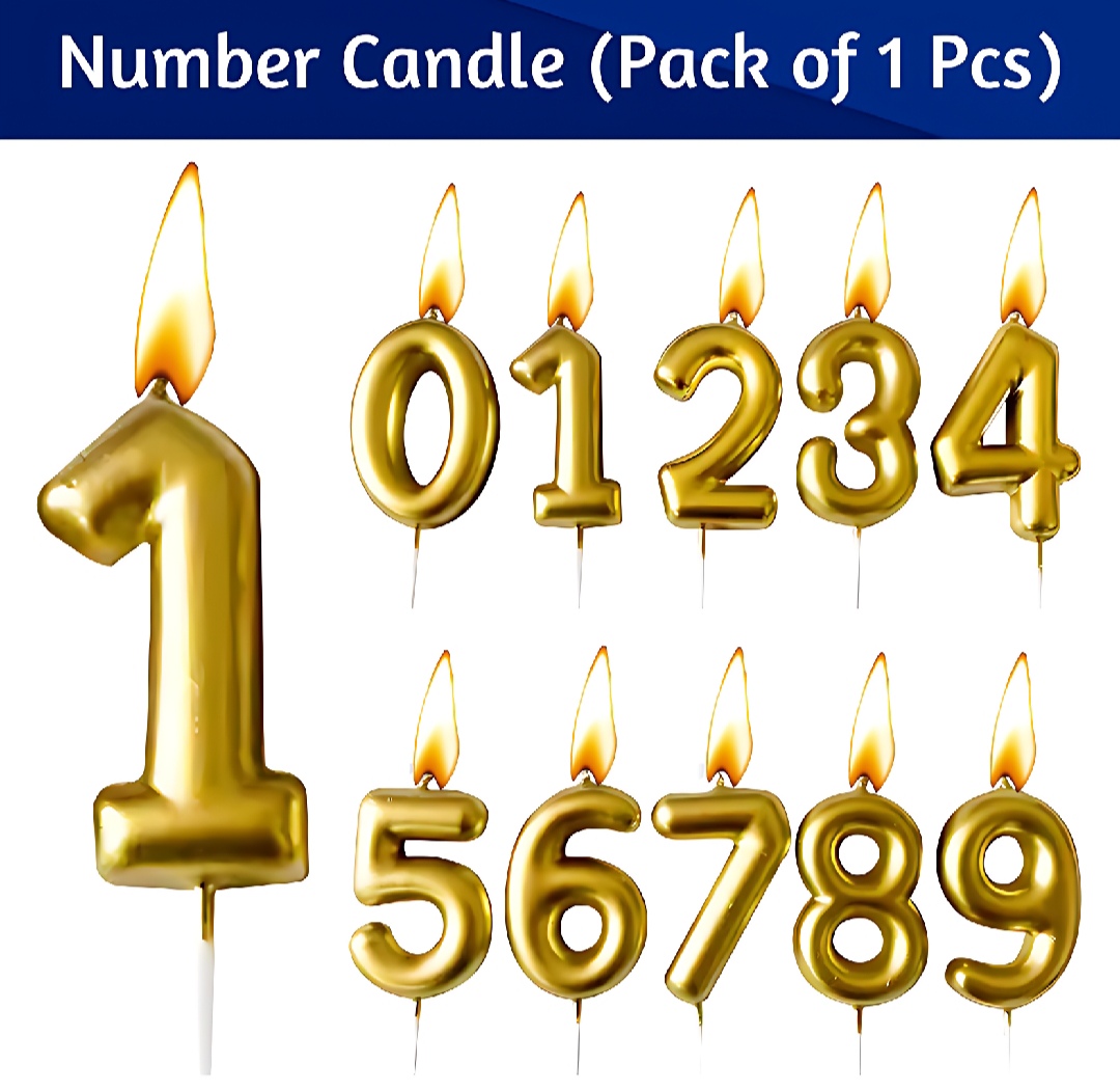 Picture of Metallic Gold Number Candles For Birthday Party Wedding Decoration Reunions Theme Party