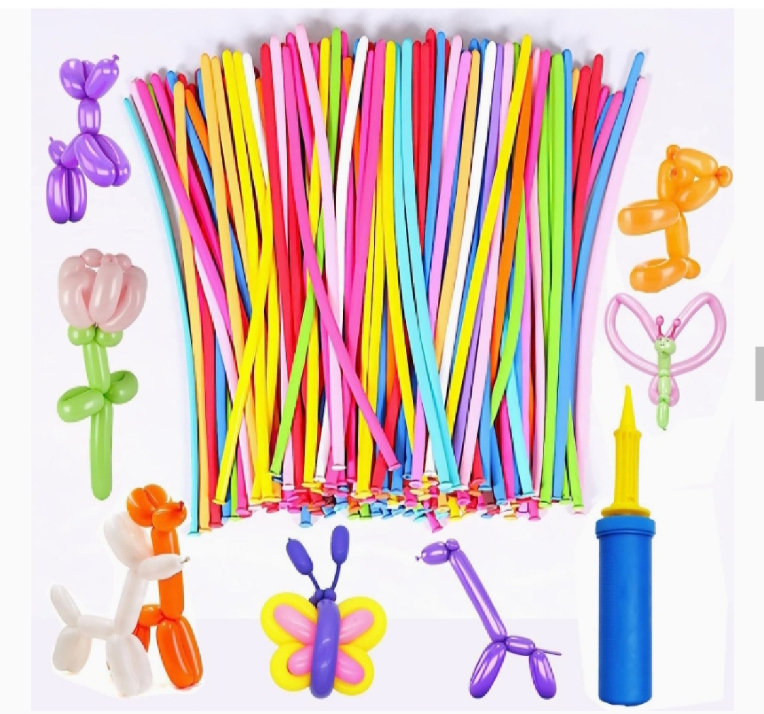 Picture of 20Pcs Long Balloon Animals kit Twisting Balloons with air Pump (20pcs Latex Long Balloons)