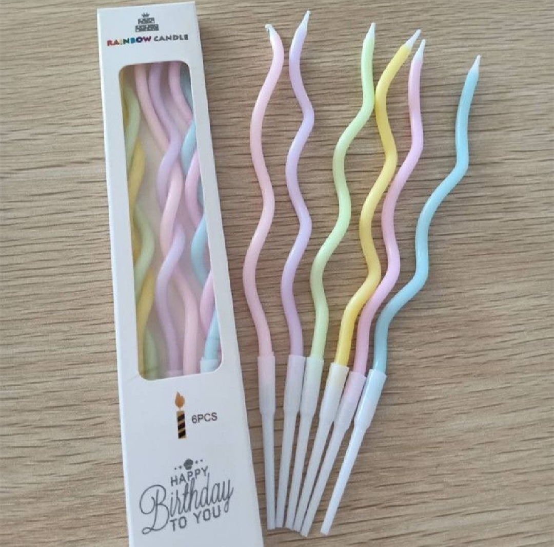 Picture of Pastel Long Spiral Candles with Stand- Pack of 6
