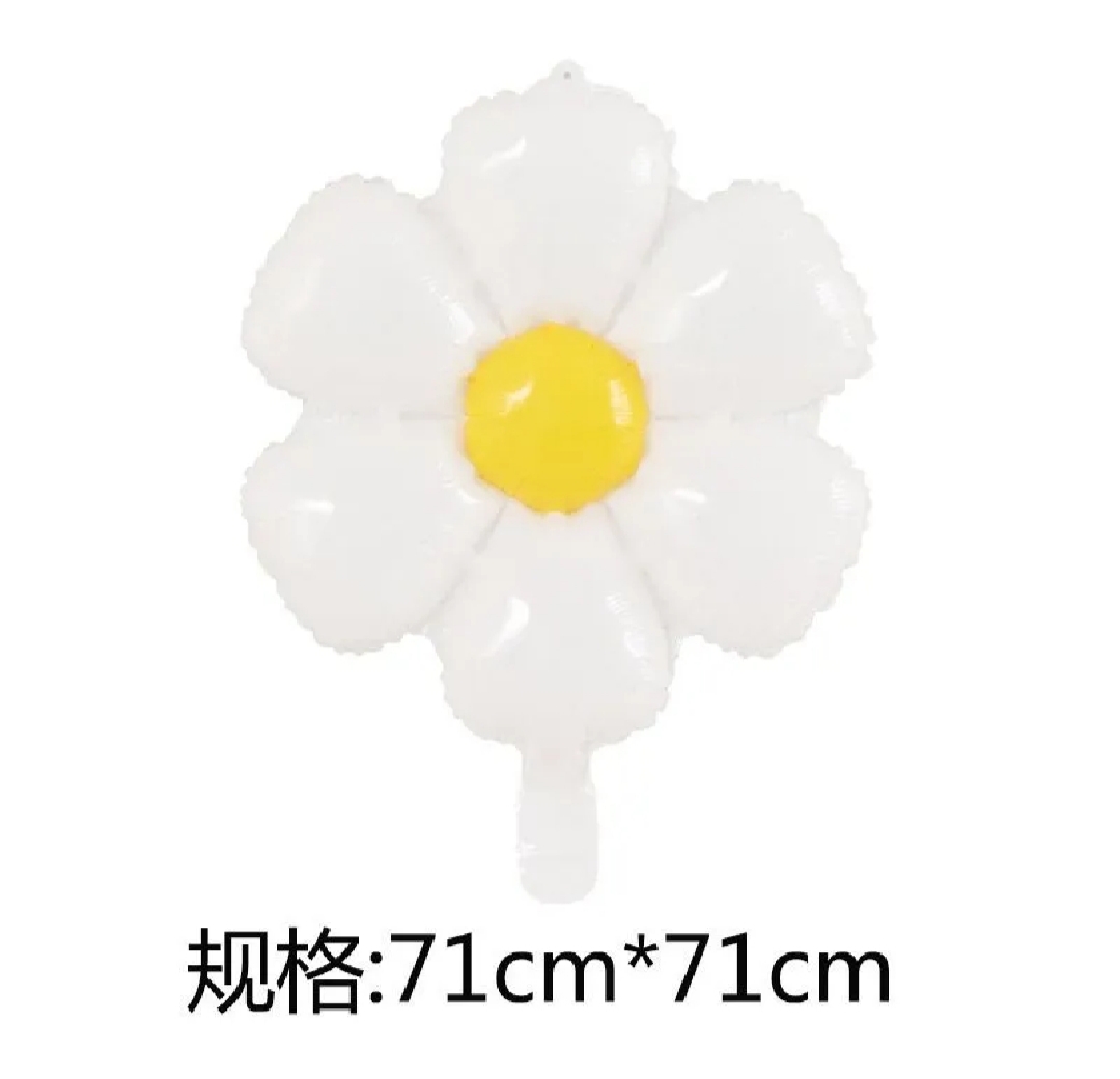 Picture of White Smiling Daisy Flower Foil Balloon/White Flower Birthday Party Decorations