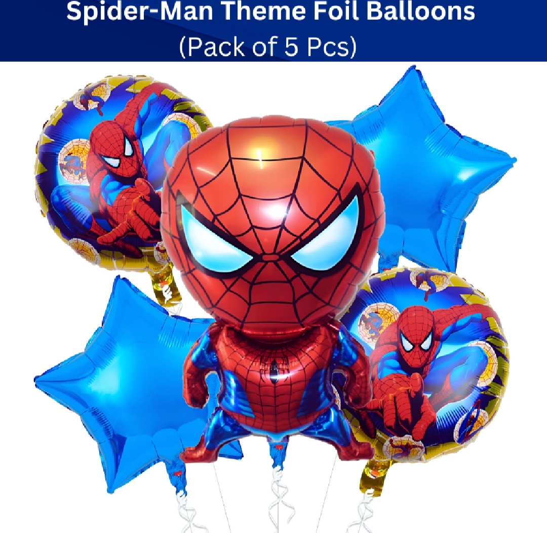 Picture of Character Foil Balloon Set for Party Decorations –Hello Kitty, Cocomelon, Boss Baby, Unicorn, Frozen, Jungle, Car & Spider-Man, Baby Boy & Girl Themes – Perfect for Kids’ Birthday Parties and Events – Pack of 5 pcs