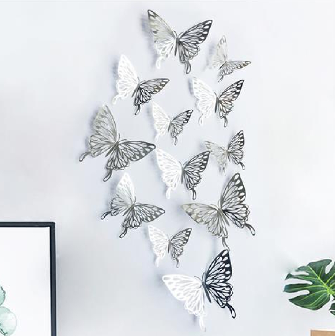Picture of 3D Butterfly Wall Stickers, Pack of 12, for Home Decor, Various Sizes