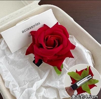 Picture of Rose flower hair clip-1pc/Artificial Large Rose Flower Hair Clip