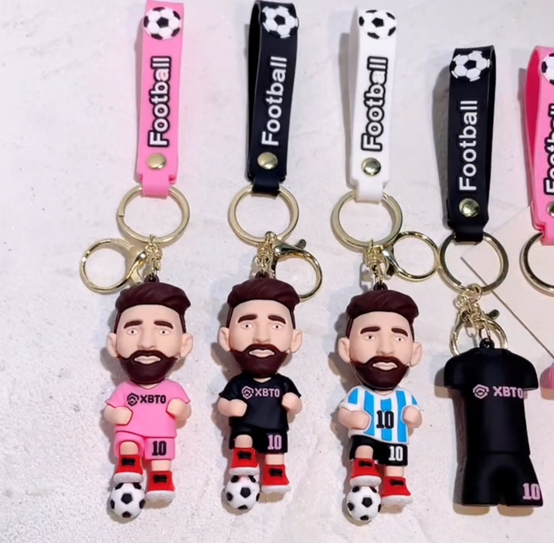 Picture of Messi Figure Keychain Soccer Fans Bag Pendent Keyring Desk Ornament Key Accessories Kids Toy Boy Birthdays Gift for Friends