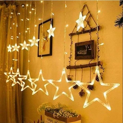 Picture of Big Star-Shaped Fairy String Lights – 16ft Curtain Lights with 6 Big & 6 Small Stars for Room, Wedding & Party