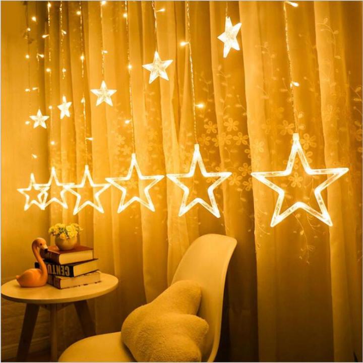 Picture of Big Star-Shaped Fairy String Lights – 16ft Curtain Lights with 6 Big & 6 Small Stars for Room, Wedding & Party