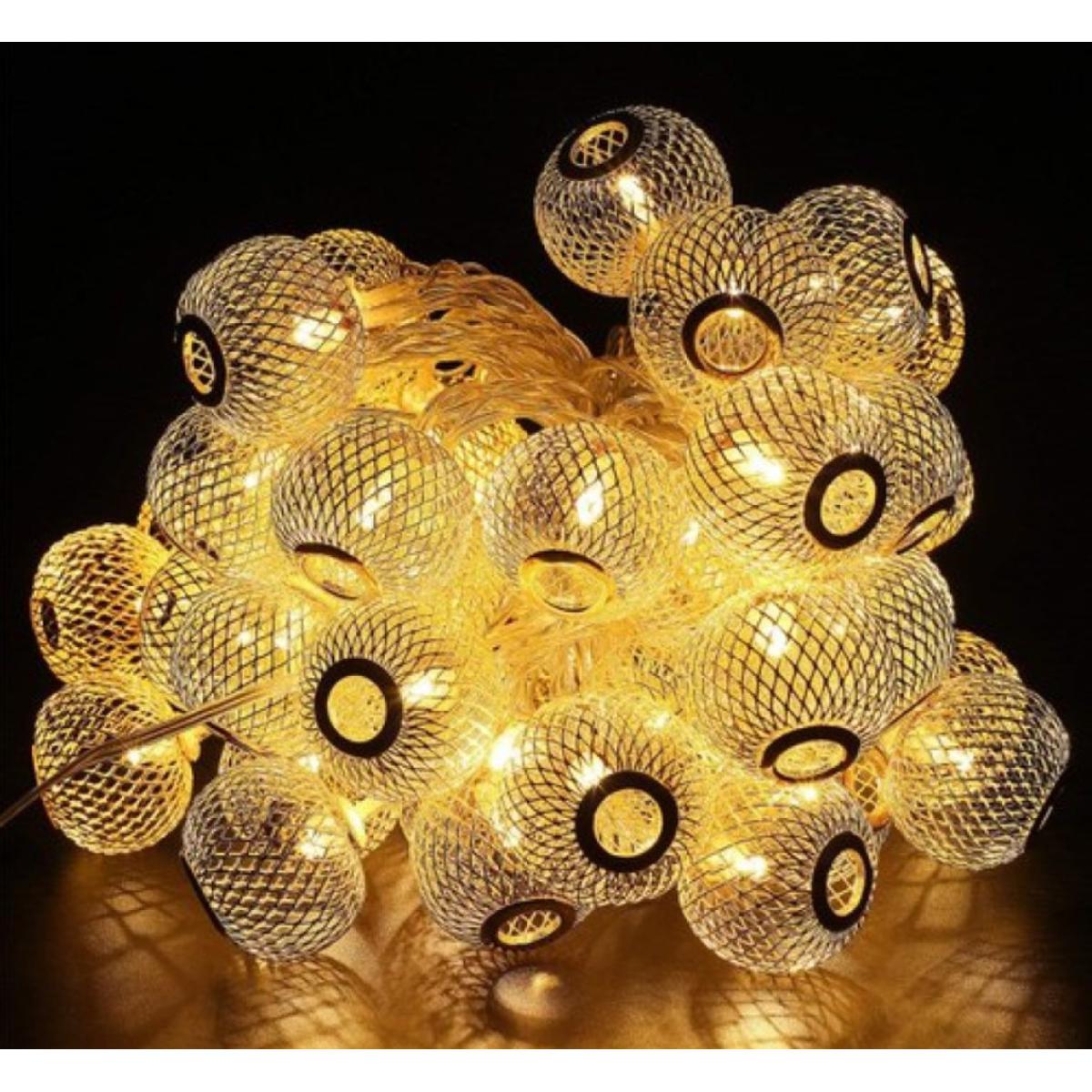 Picture of Jhumka Hollow Metal String Fairy Light Balls, Metal Fairy Light, Golden Fairy Light, LED Metal String Fairy Mini Bulb-Shape Lantern, Home/Room & Wedding Party Decoration Light