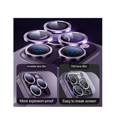 Picture of For Apple iPhone 14 Pro/iPhone 14 Pro Max Camera Lens Protector HD Tempered Metal Glass Camera Screen Protector Cover Film Accessories,Deep Purple ,Space Black,Gold ,Silver |