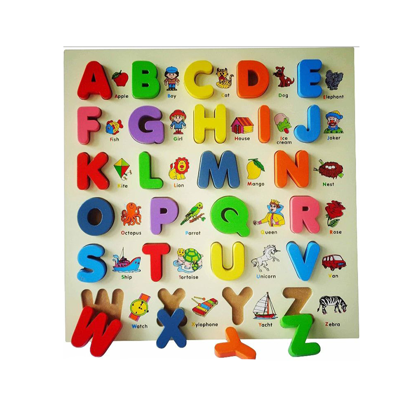 Picture of AdiChai Wooden My First Small Alphabet Puzzle Board Colorful Learning Educational Board Toys for Kids, My First Learning Set (Multicolor) |