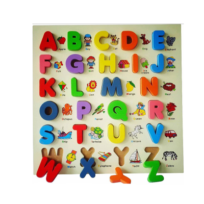 Picture of AdiChai Wooden My First Small Alphabet Puzzle Board Colorful Learning Educational Board Toys for Kids, My First Learning Set (Multicolor) |