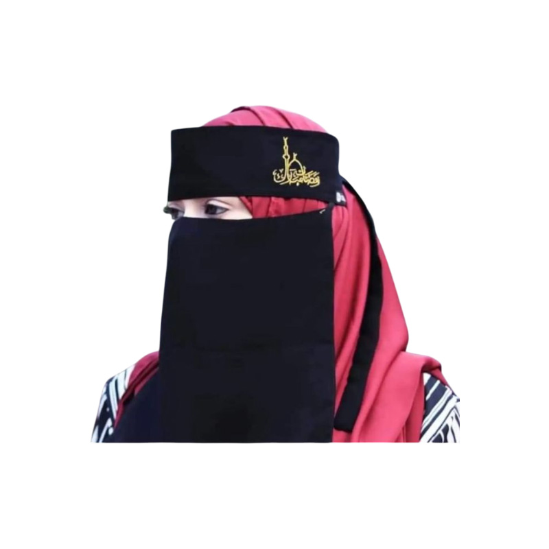 Picture of Embrodary printed niqab for muslim women one part niqab nose niqab |