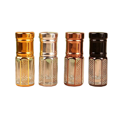 Picture of 3/6/12ML Luxury Golden Refillable Essential Oils Roll On Glass Bottles Empty Roller Perfume Bottle Cosmetics Sample Containers