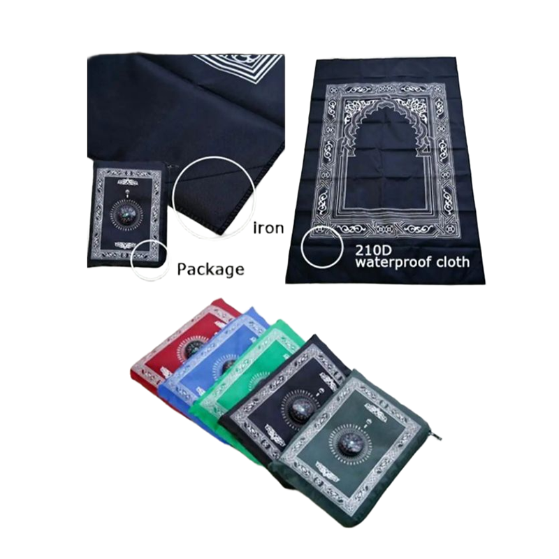 Picture of Portable Pocket Prayer Mat Jaynamaz with Qibla Direction Compass Waterproof and Travel Size Jainamaz |