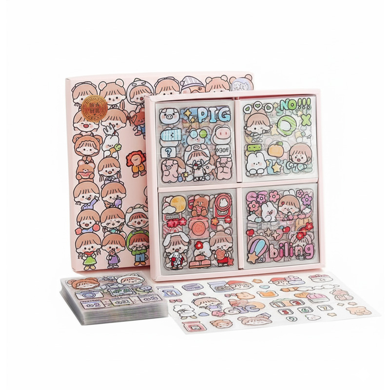 Picture of 100PCS Cute Cartoon PET Waterproof Stickers Album Diary Journal Decorative Scrapbooking DIY Sticker With Box |