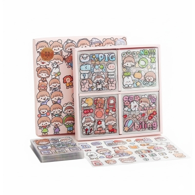Picture of 100PCS Cute Cartoon PET Waterproof Stickers Album Diary Journal Decorative Scrapbooking DIY Sticker With Box |