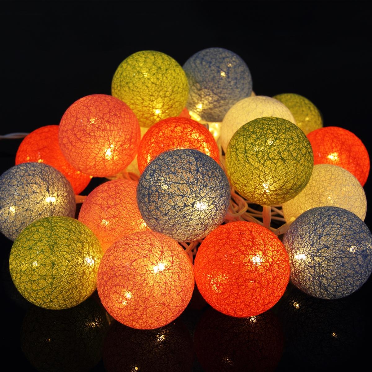 Picture of LED Cotton Ball Light ,String Lights with 20 LED Decorative Light for Indoor Party, Wedding, Holiday and Festival Celebration (Colorful)