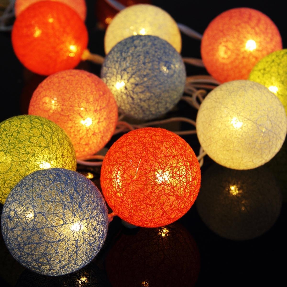 Picture of LED Cotton Ball Light ,String Lights with 20 LED Decorative Light for Indoor Party, Wedding, Holiday and Festival Celebration (Colorful)