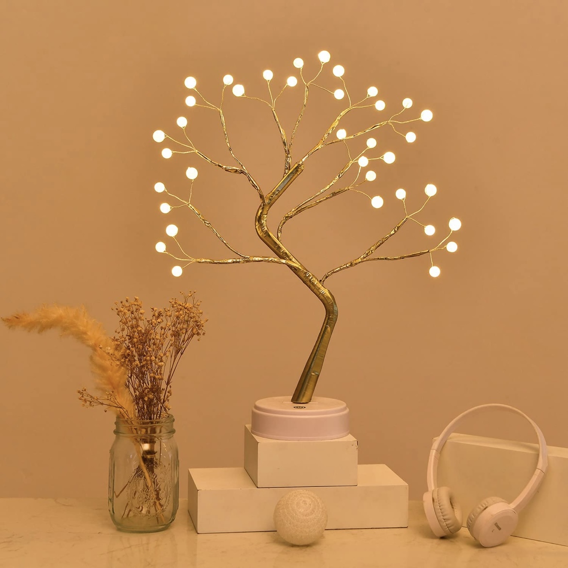 Picture of Bonsai Tree Light Lamp for Home Decoration Items and  Kids Room |Battery Powered | USB Adapter Table Lamp