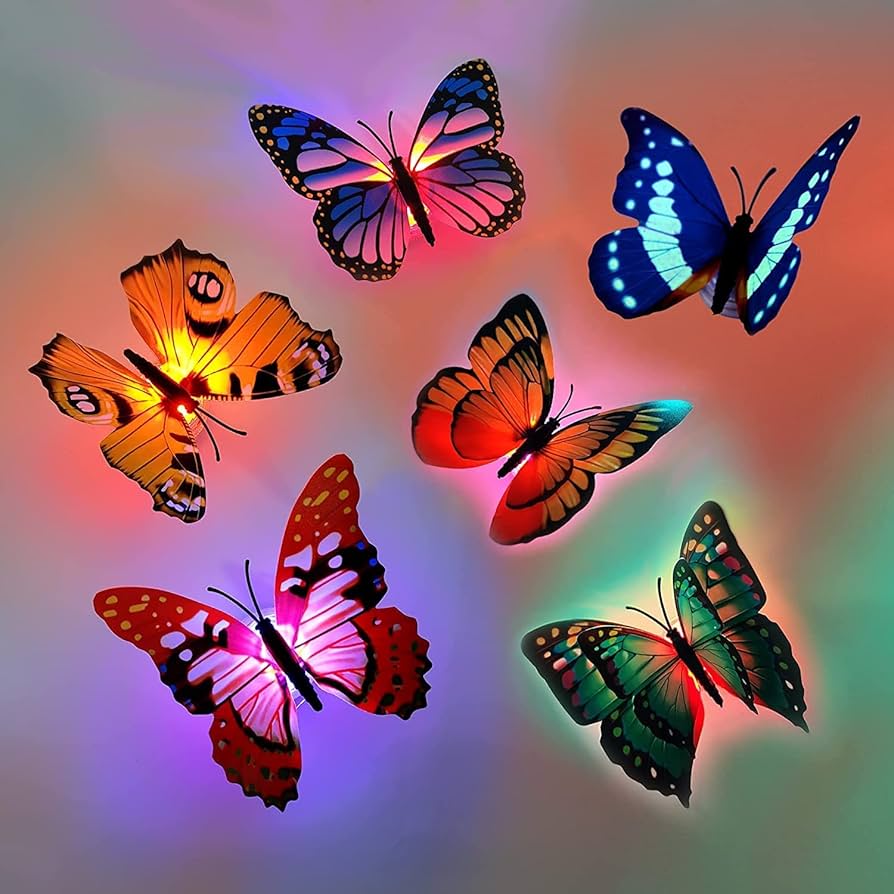 Picture of Colorful Luminous 3D Butterfly LED Night Light Small Atmosphere Light Wedding Decorative Lamp Wall Decor