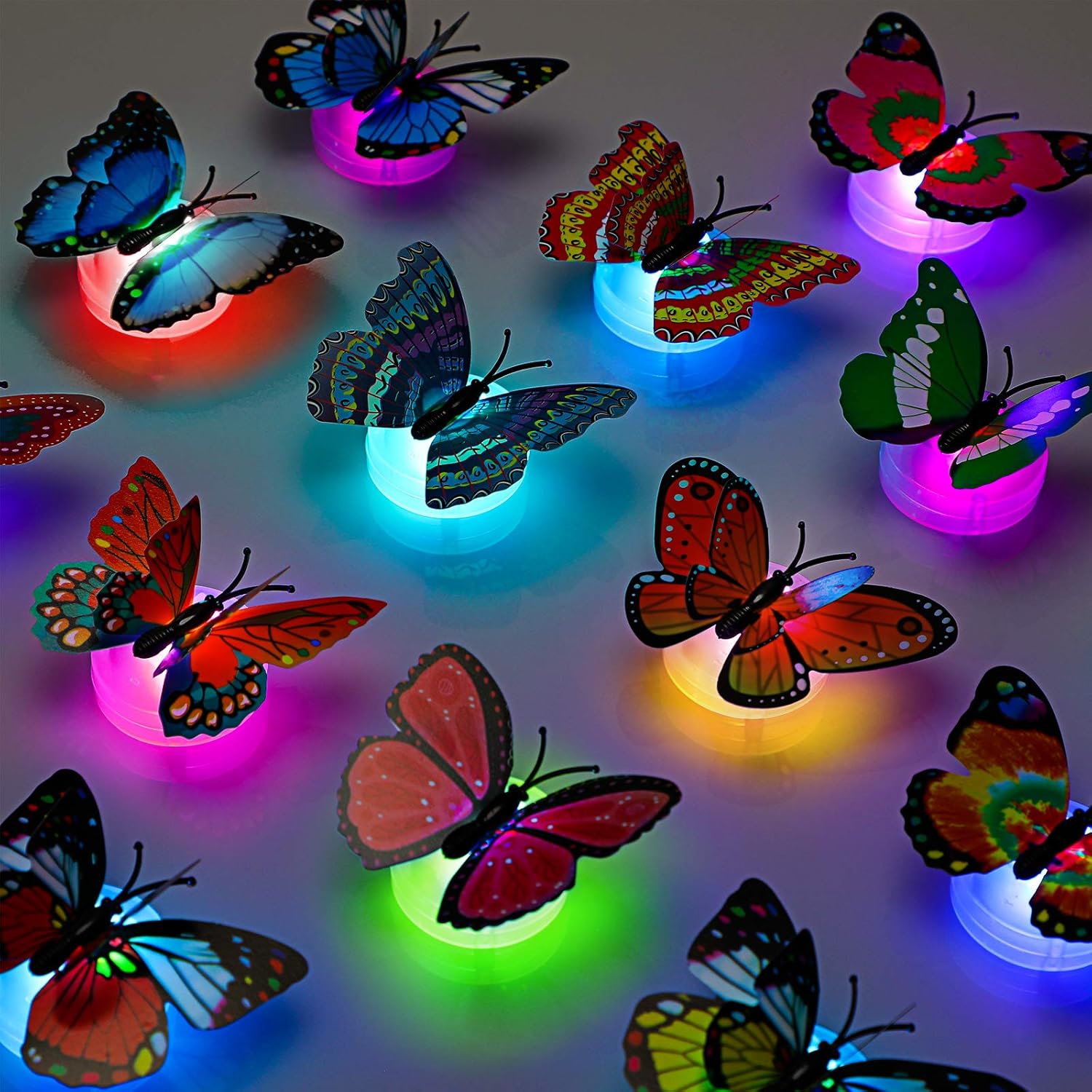 Picture of Colorful Luminous 3D Butterfly LED Night Light Small Atmosphere Light Wedding Decorative Lamp Wall Decor