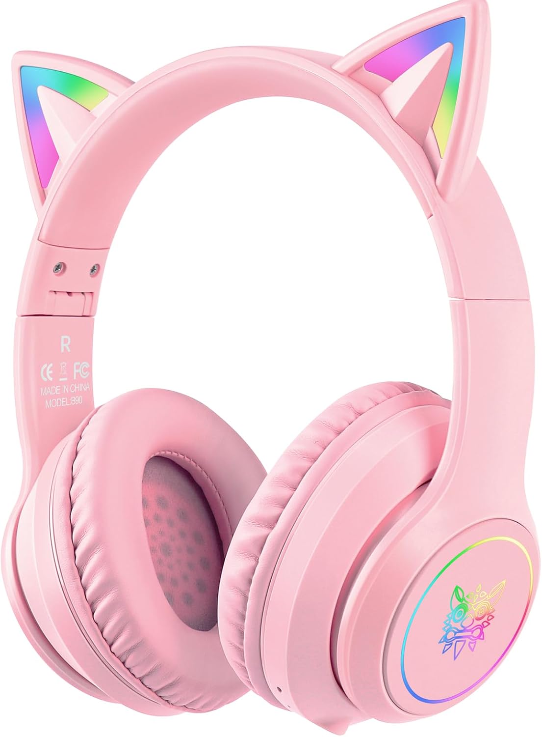 Picture of STN-28 Over Ear Music Headset Glowing Cat Ear Headphones Foldable Wireless BT5.0 Earphone with Mic AUX in TF Card MP3 Player Colorful LED Lights for PC Laptop Computer Mobile Phone