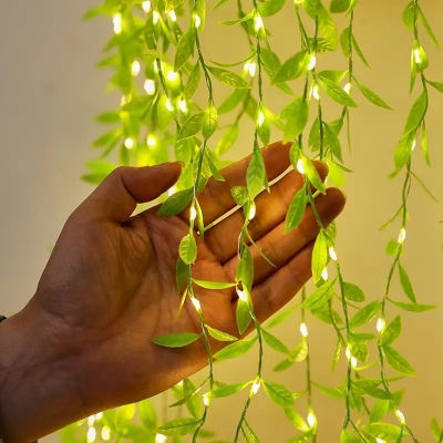 Picture of Battery Operated Vine Leaf Fairy String Light, Artificial Mehidi Pata Light for Flower Garland Hanging Plants for Indoor Use Wedding Party Decoration
