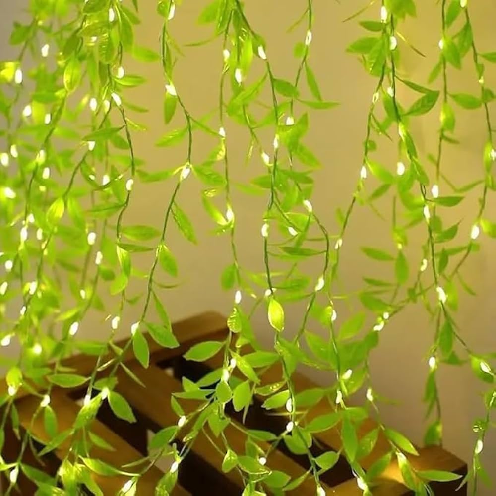 Picture of Battery Operated Vine Leaf Fairy String Light, Artificial Mehidi Pata Light for Flower Garland Hanging Plants for Indoor Use Wedding Party Decoration