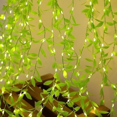 Picture of Battery Operated Vine Leaf Fairy String Light, Artificial Mehidi Pata Light for Flower Garland Hanging Plants for Indoor Use Wedding Party Decoration