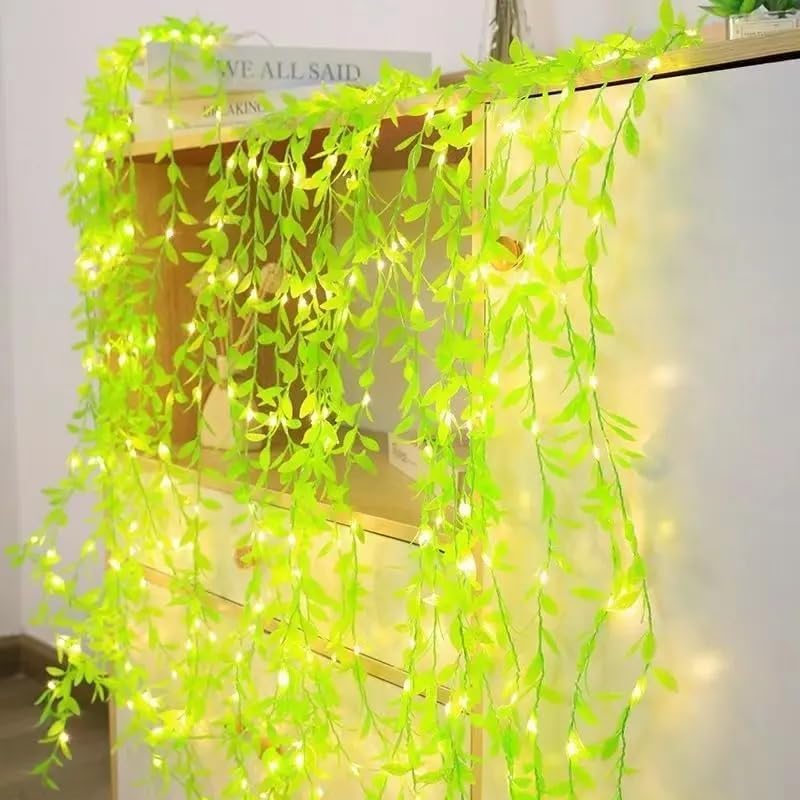 Picture of Battery Operated Vine Leaf Fairy String Light, Artificial Mehidi Pata Light for Flower Garland Hanging Plants for Indoor Use Wedding Party Decoration