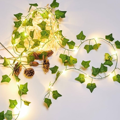 Picture of Battery Operated Leaf Fairy String Light, Artificial Pata Light for Flower Garland Hanging Plants for Indoor Use Wedding Party Decoration