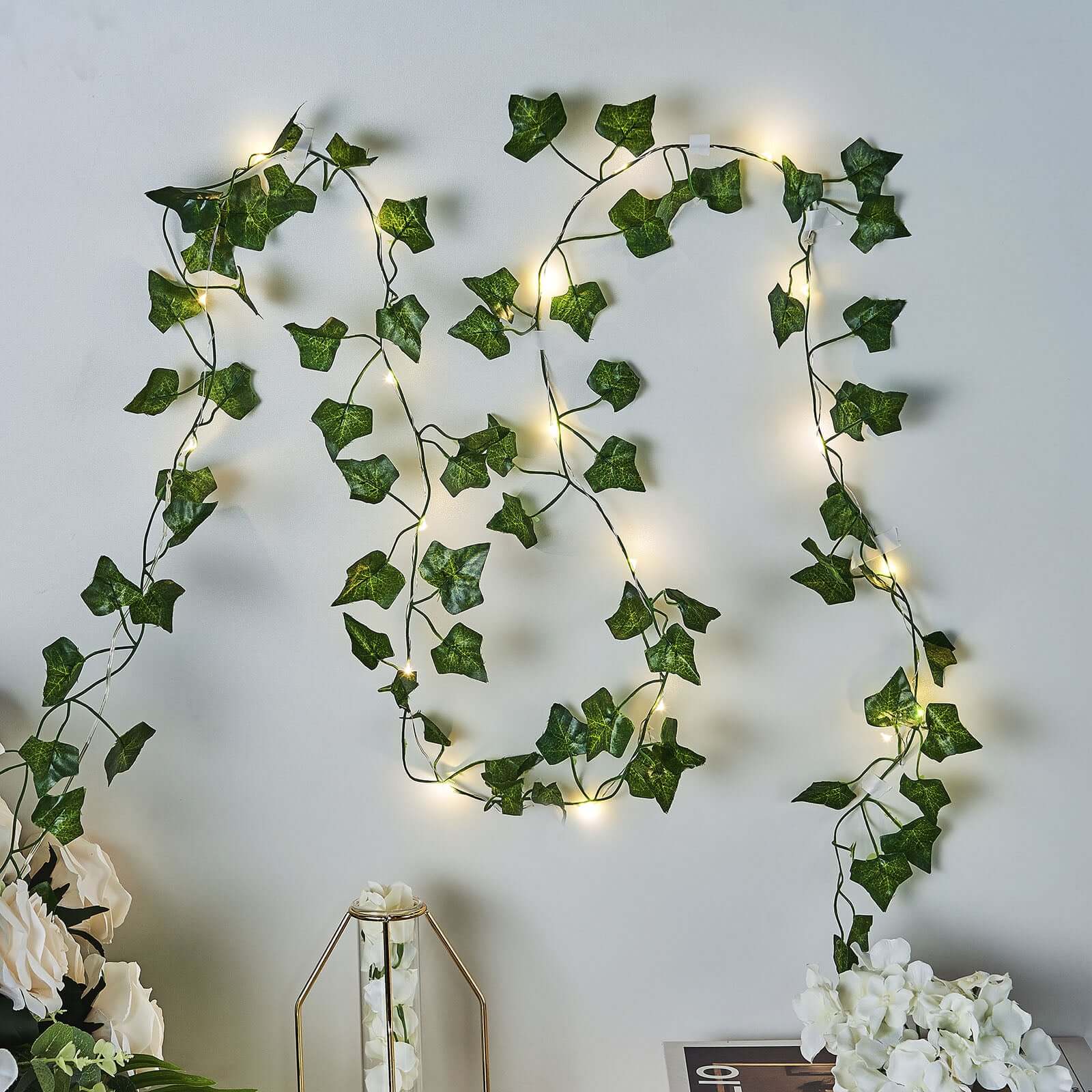 Picture of Battery Operated Leaf Fairy String Light, Artificial Pata Light for Flower Garland Hanging Plants for Indoor Use Wedding Party Decoration
