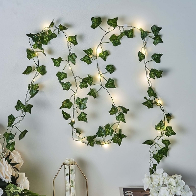 Picture of Battery Operated Leaf Fairy String Light, Artificial Pata Light for Flower Garland Hanging Plants for Indoor Use Wedding Party Decoration