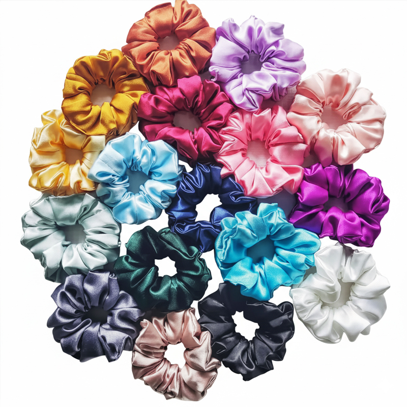 Picture of 7 Pcs Mini Size Satin Silk Scrunchies Hair Accessories Hair Band & Wrist Band For Girls & Women |