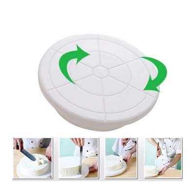 Picture of Cake Turntable, 360 Degrees Cake Stand Revolving Dessert Decorating Stand Elegant White