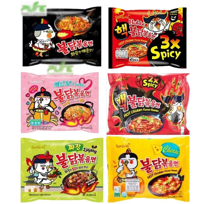 Picture of 6 Flavor Ramen Noodles, Six Flavor Ramen Noodles 3x Spicy Ramen, 2x Spicy Ramen, Hot Chicken Ramen, Ramen CARBONARA, Hot Chicken Cheese, jjajang ramen 6 pice |