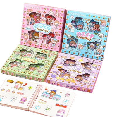 Picture of 400 sheets Cute Cartoon MoMo Waterproof PET Diary Decoration Cute Pattern Die Cut Sticker, DIY Decoration Sticker। TOTAL 4BOX