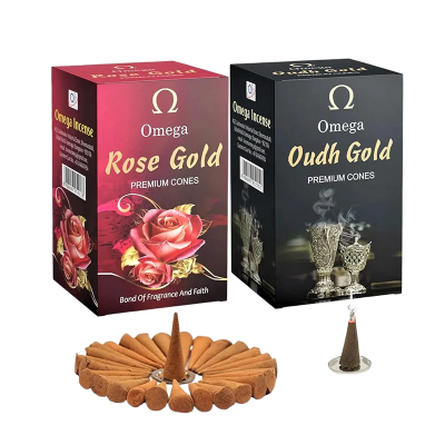 Picture of 100% Natural Dhoop Cone with 2 Fragrance (Indian Rose and Oudh) | Pack of 2 Herbal Dhup | Dhoop for Pooja |