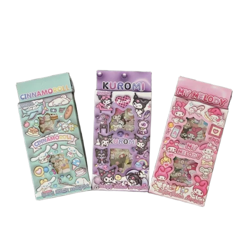 Picture of Sticker Sanrio Karakter Kuromi Cinnamoroll dan Melody Lucu 2D Viral Isi 100 Lembar Per Box