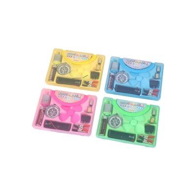 Picture of Science Box With Plastic Box Includes Fan, Compass, Light, Battery Electric Circuit Motor School Set 12 Pieces Electronic Science Project Kit for Kids Interesting Project for kids, dr Light Control Fan Circuit Science Diy Kit Educational (Big)