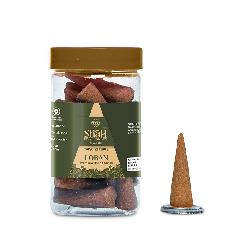 Picture of Loban 100 gram Cone Dhoop Jar Shah fragrances